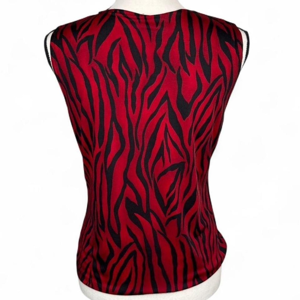 Y2K Red and black zebra print sleeveless blouse - Picture 2 of 6